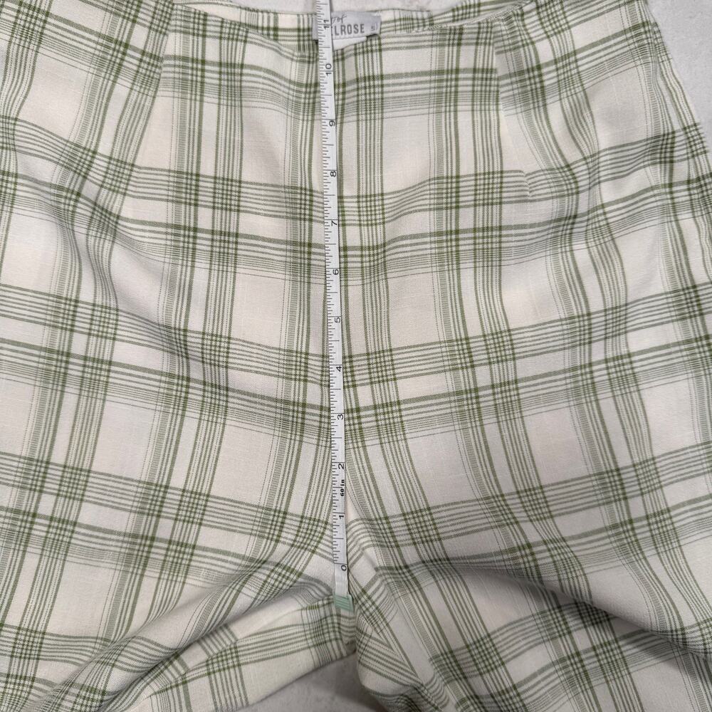 Green Plaid Straight Leg Pants Women's Small Minimalist Academia Coastal Cottage - Picture 4 of 13